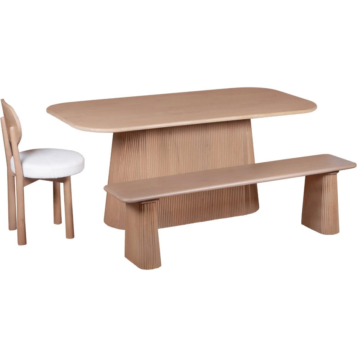 Indian Hub Indus Solid Wood Dining Table 180x90x75 Slatted for Family - Dining Table