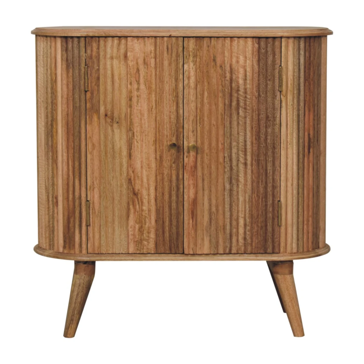 Artisan Nordic Cabinet Tall Mango Wood Solid Brass Knobs Living Room Storage Console Unit by Artisan Furniture