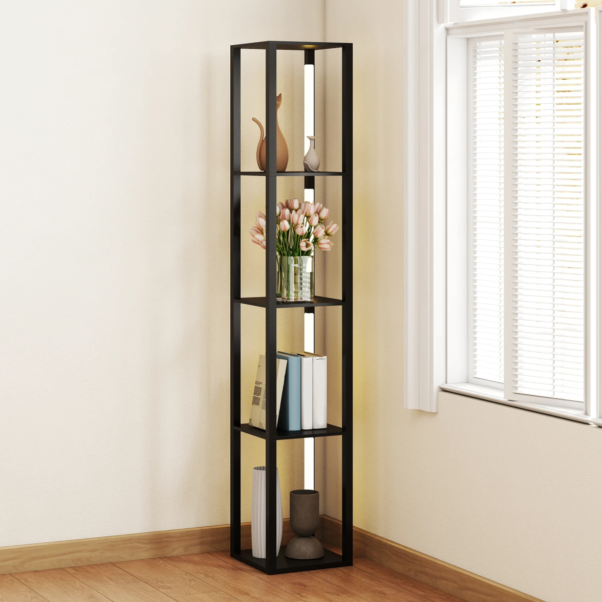 HOMCOM Floor Lamp with Four-Tier Shelf for Cozy Living by HOMCOM