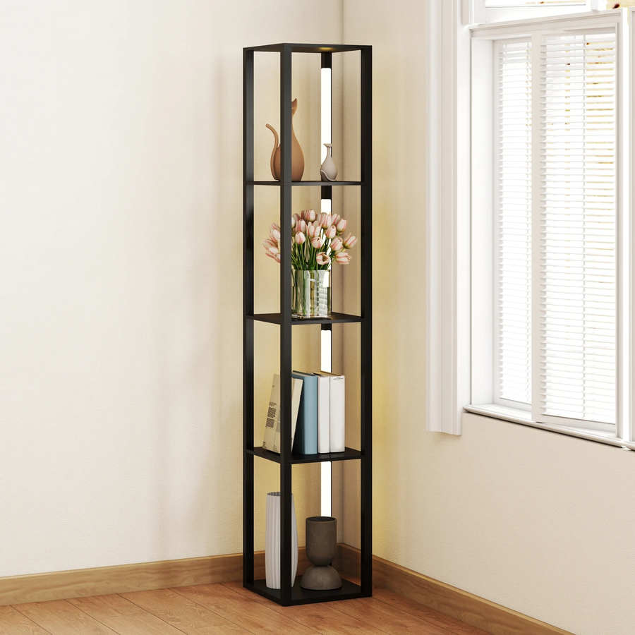 HOMCOM Floor Lamp with Four-Tier Shelf for Cozy Living by HOMCOM