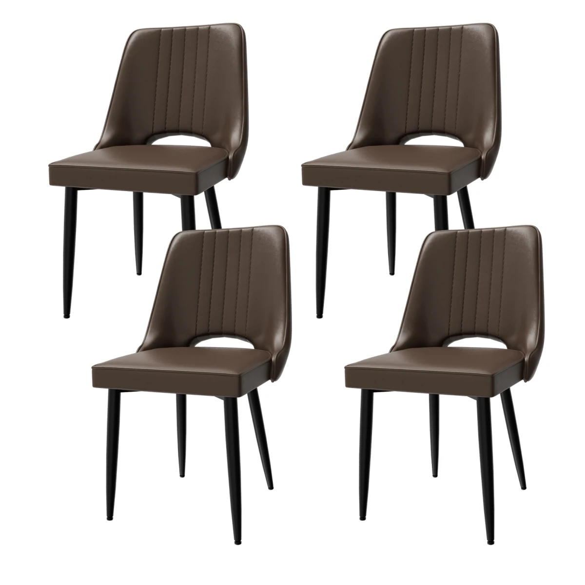 N/A Premium Dining Chairs Set Of 4 Compact 18in Seat High Back Ergonomic Cutout Back For Kitchen - Dining Chairs