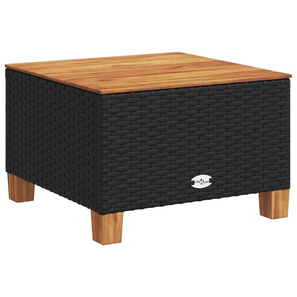 vidaXL vidaXL Garden Table Black 55x55x36 cm Poly Rattan Acacia Wood - Garden Table