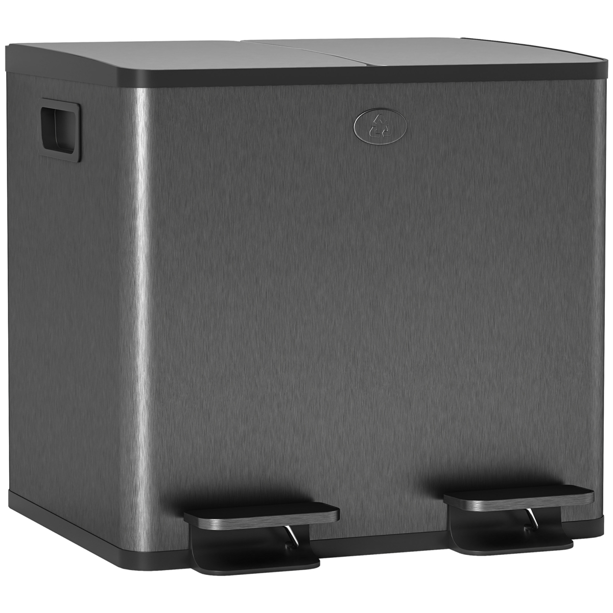 HOMCOM 2 x 15L Dual Kitchen Bin Pedal Bin for Recycling and Waste, Black - from HOMCOM
