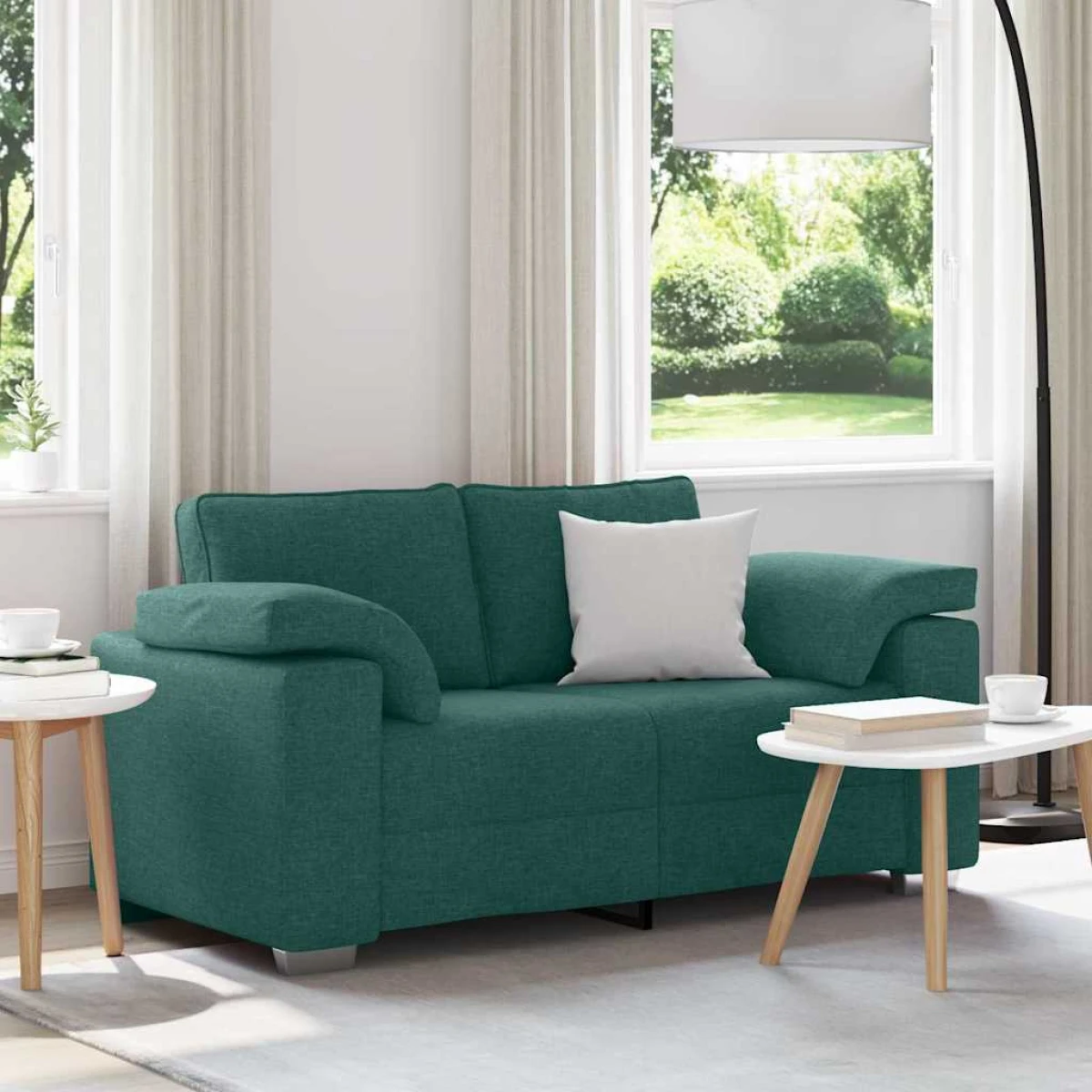 VidaXL Comfortable Fabric Sofa 160 x 77 x 82 cm Dark Green Cushion For Modern Living Rooms And Family Relaxation by vidaXL