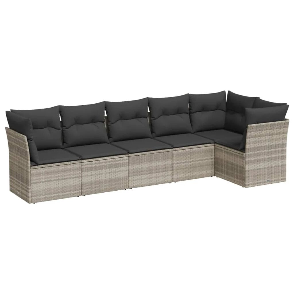 vidaXL vidaXL 6 Piece Garden Sofa Set with Cushions Beige Poly Rattan - Garden Sofa Sets