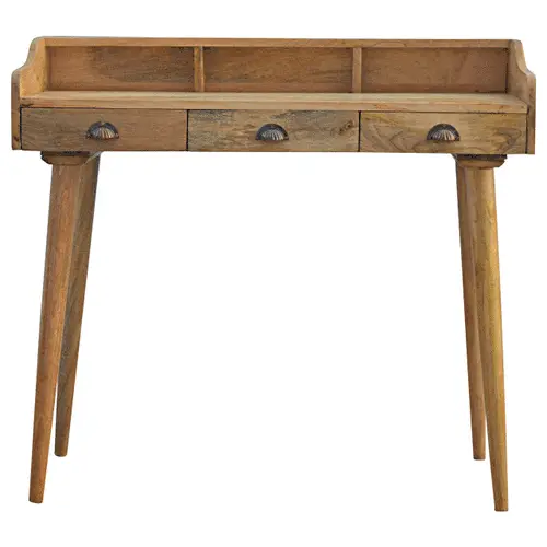 Artisan Furniture Artisan Furniture Solid Wood Gallery Back Shell Writing Desk, 3 Drawers, Beige - Desk