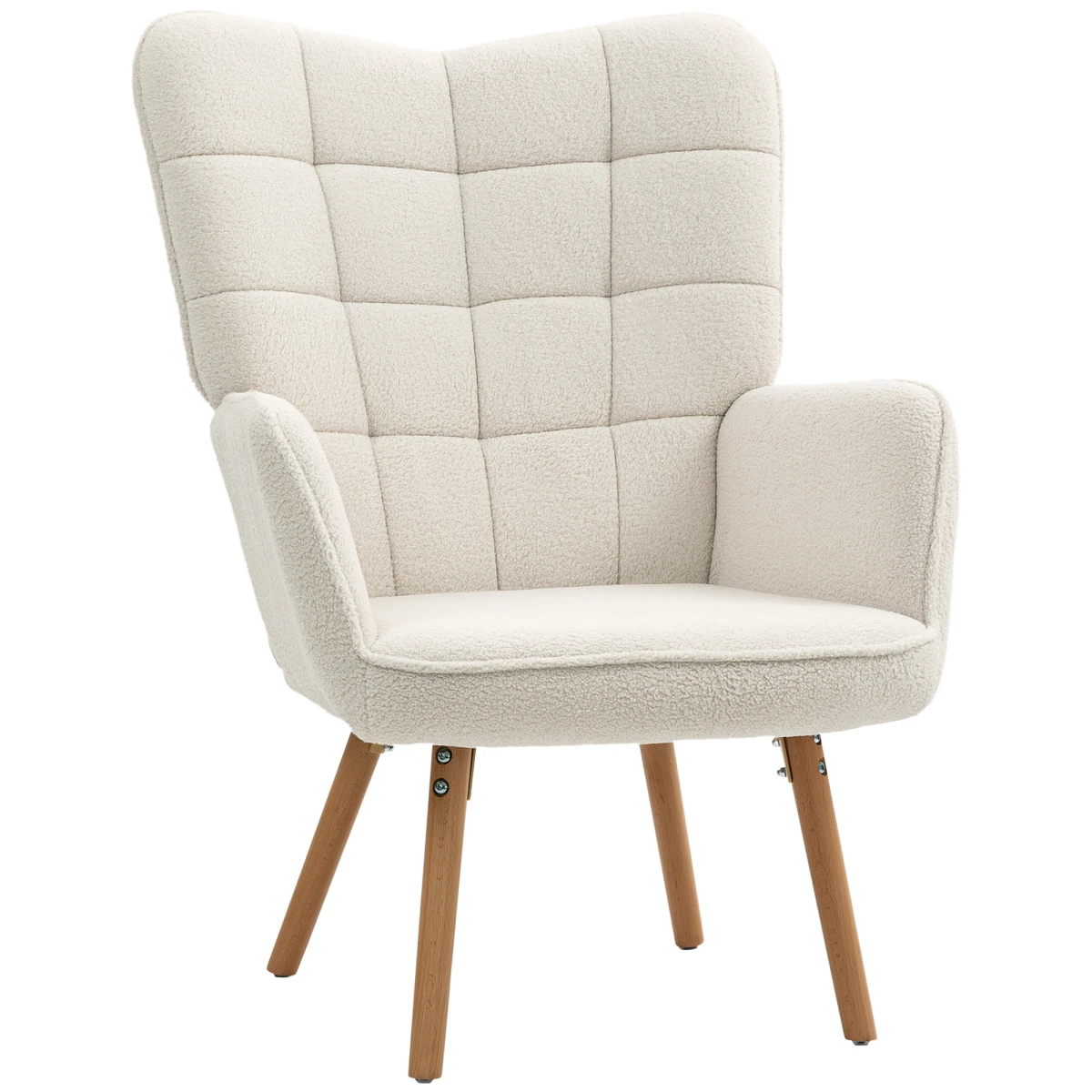 HOMCOM Tufted Wingback Armchair Medium Fleece Seat LivingRm - Armchair