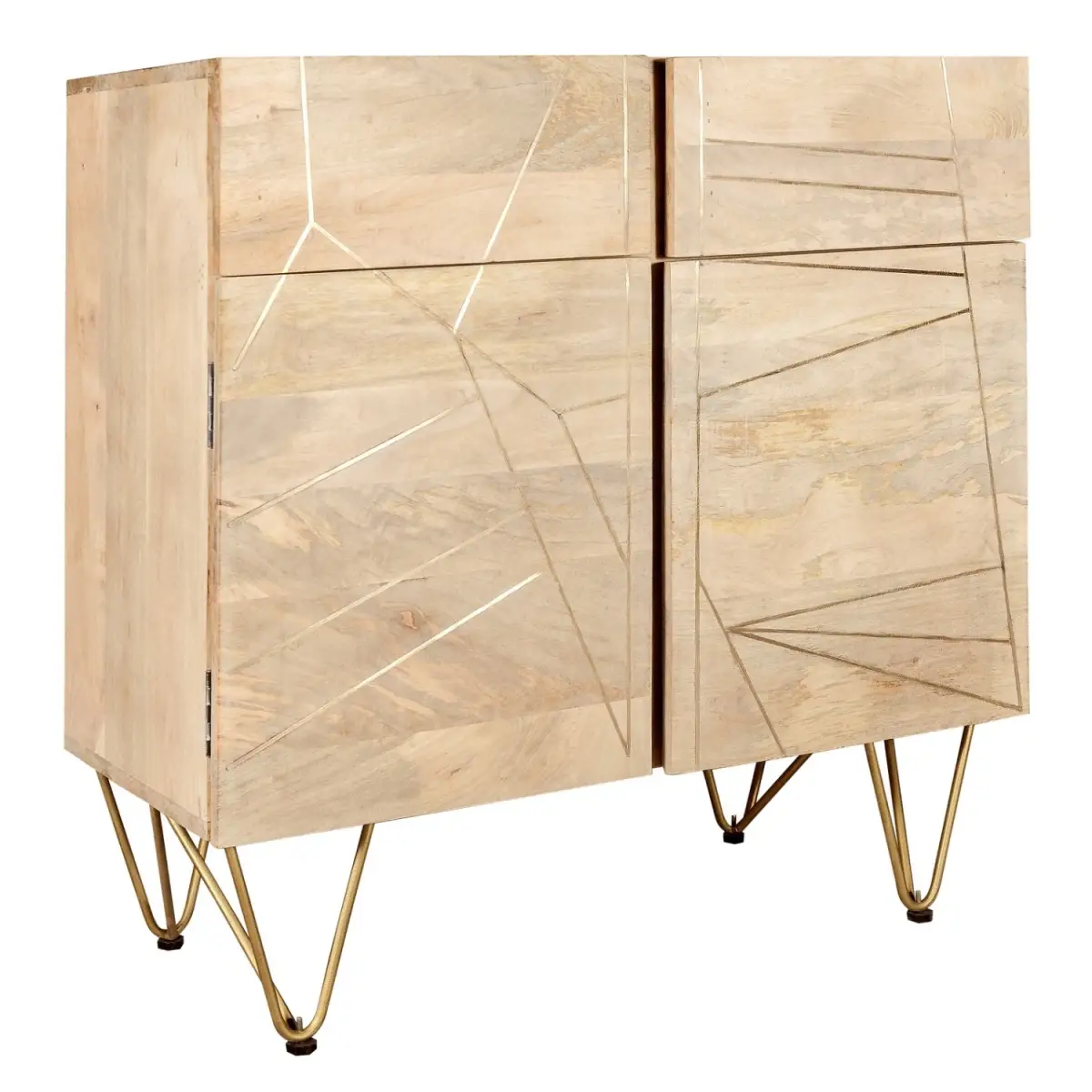 Indian Hub Light Gold 2 Door Medium Sideboard - Sideboard