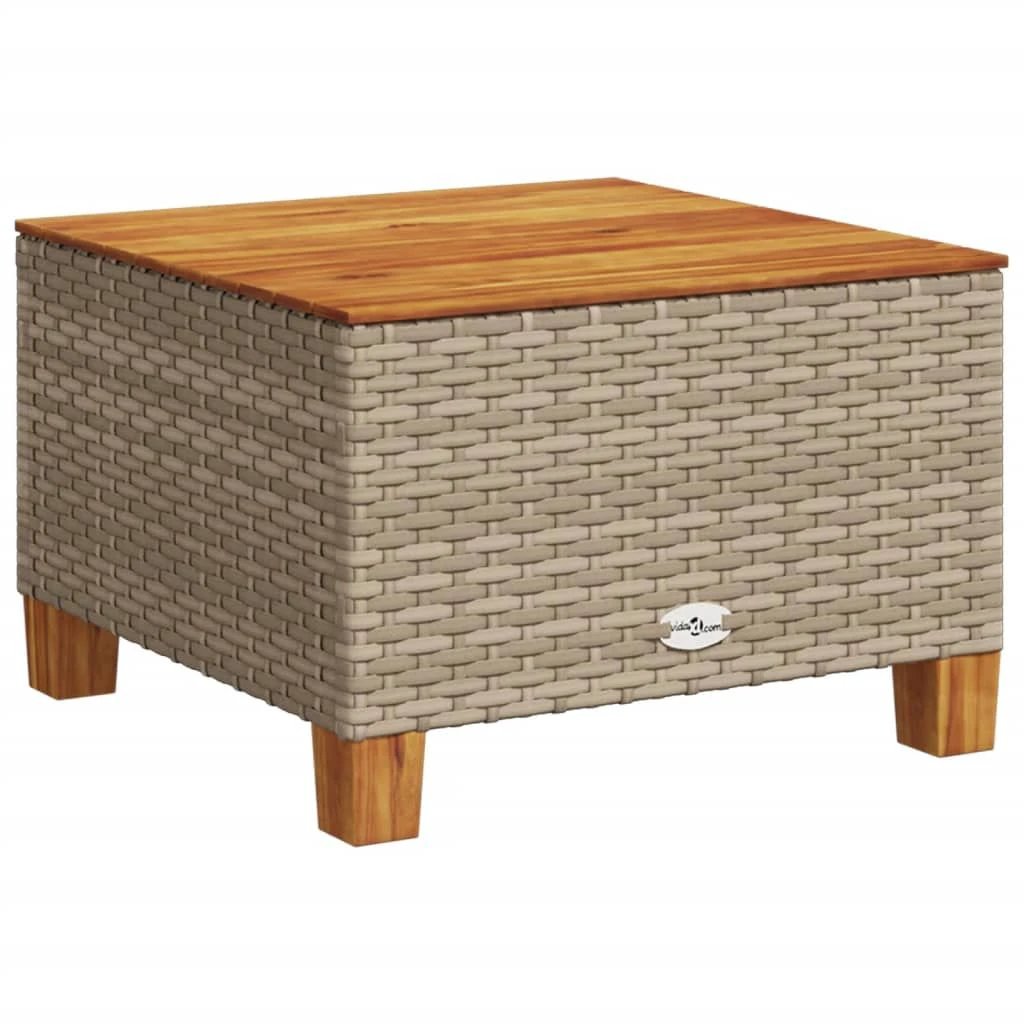 vidaXL vidaXL Garden Table Black 55x55x36 cm Poly Rattan Acacia Wood - Garden Table