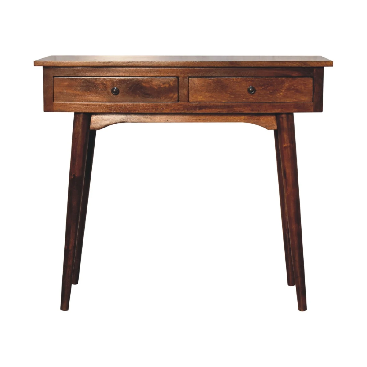 Artisan Furniture Artisan Console Table Compact Solid Mango Wood Two Drawer Chestnut Finish For Hallways - Console Table