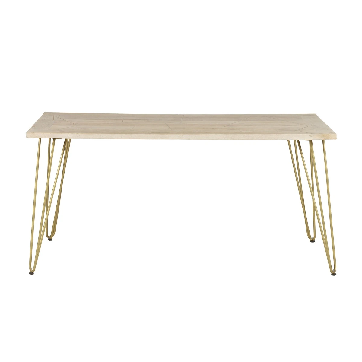 Indian Hub Premium Dining Table Light Gold Metal Inlay Angled Legs - Dining Table