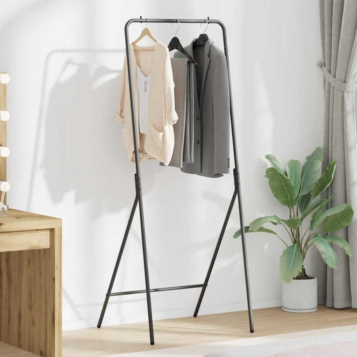 vidaXL vidaXL Clothes Rack 60 x 53 x 155 cm Steel Modern Minimalist Indoor Stand Space Saving Design For Small Living Spaces - Wardrobe