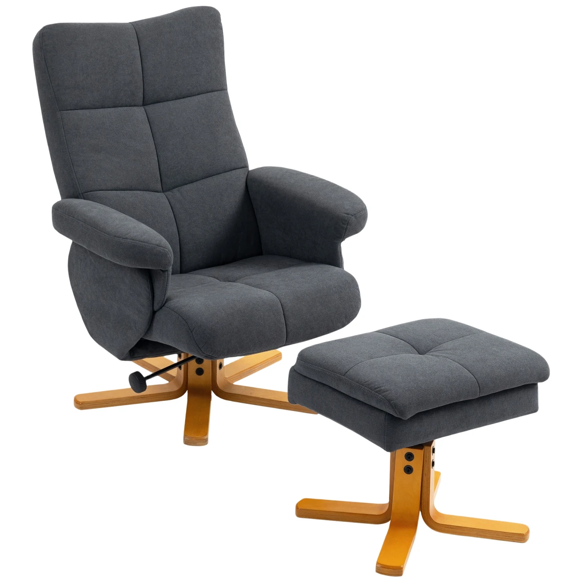 HOMCOM Linen Recliner Chair Wood Base 145 Degree Living Room by HOMCOM