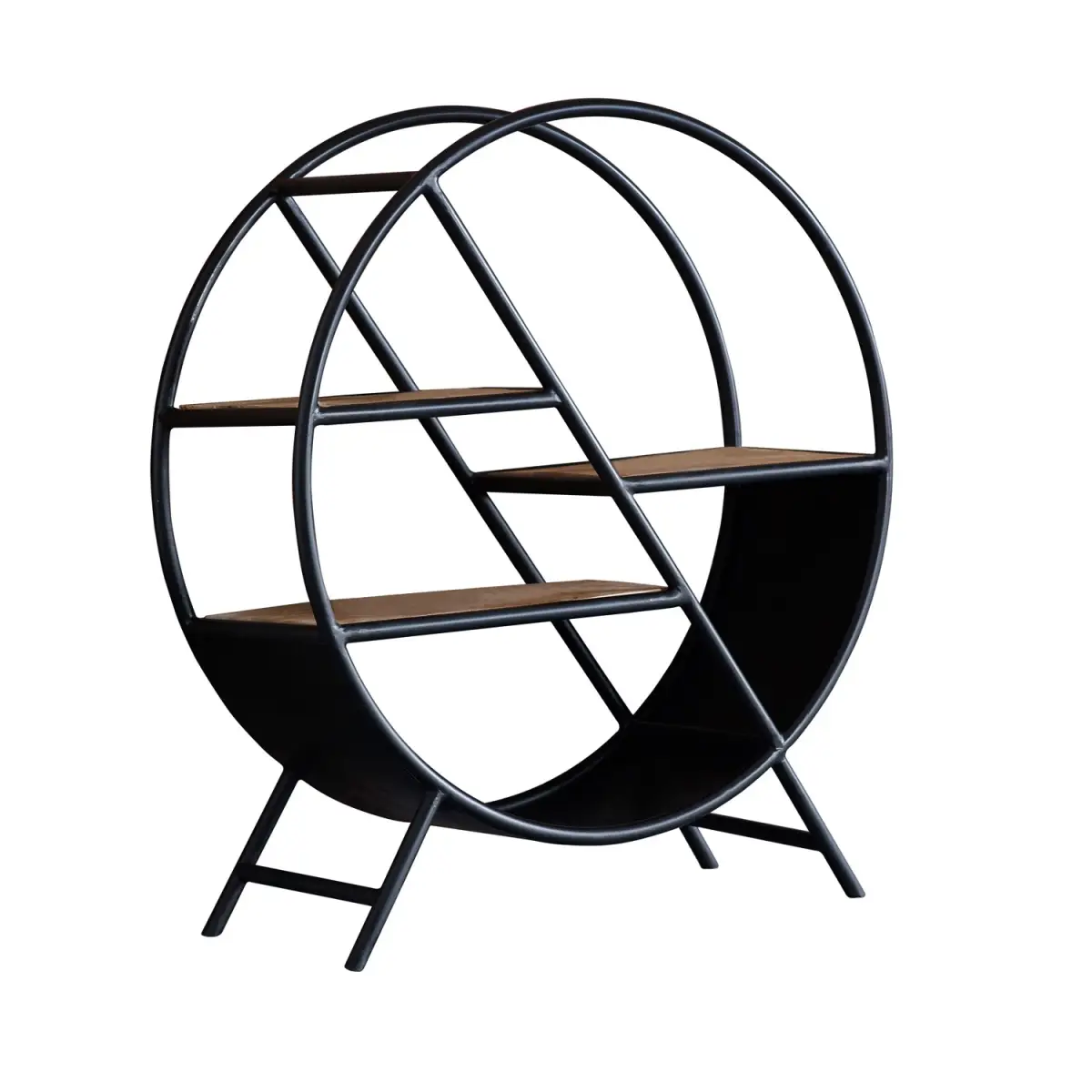 Indian Hub Cosmo Industrial Round Open Bookcase - Bookcase
