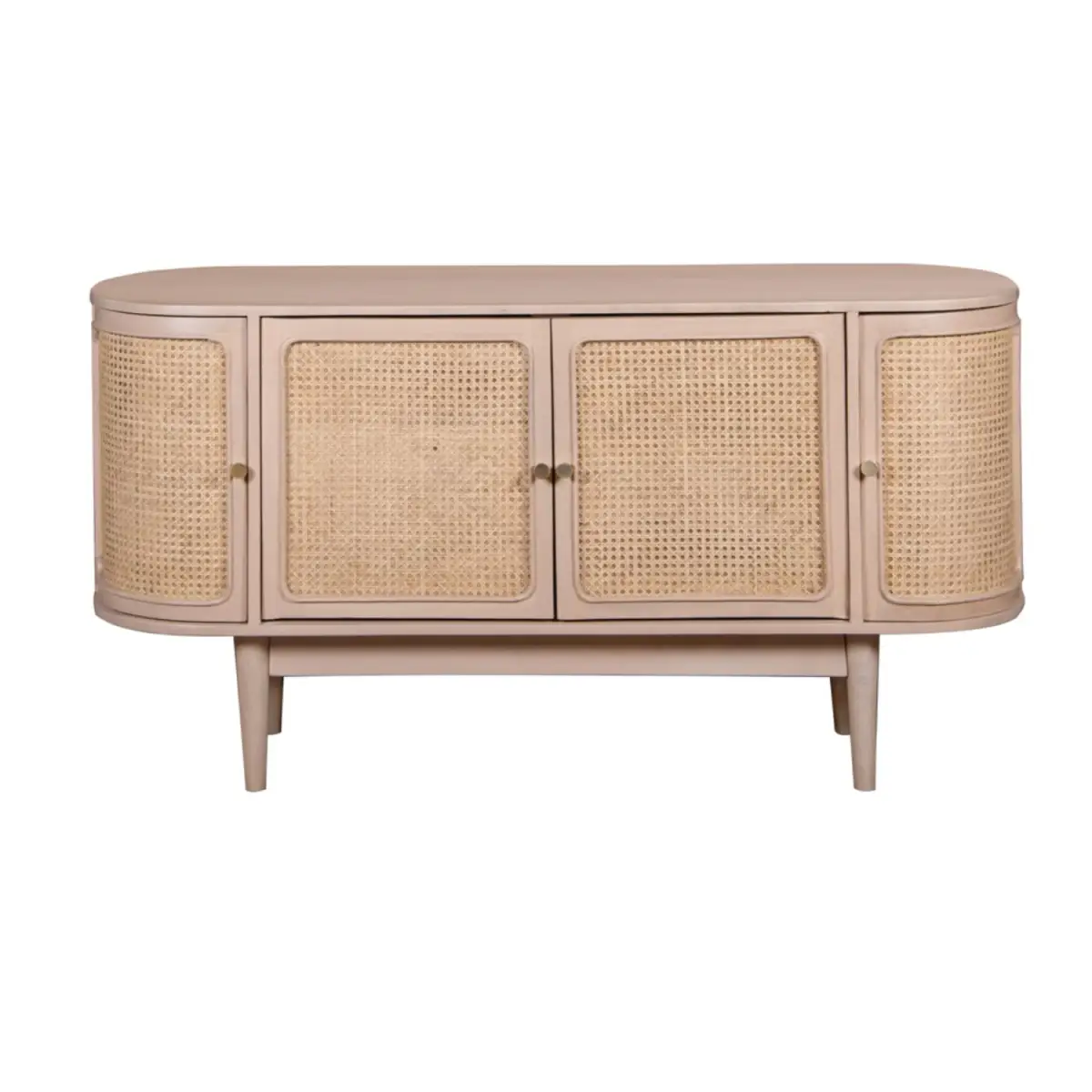 Indian Hub Valencia Cane & Mango Wood 4 Doors Sideboard - Sideboard