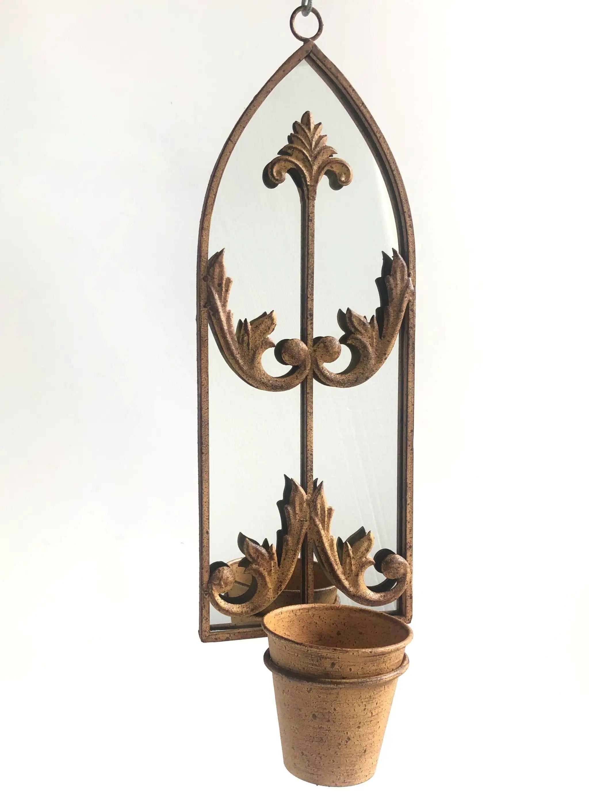 MSL 60cm RUSTY WALL MIRROR WITH SINGLE PLANTER - Planters