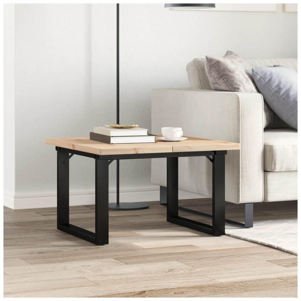 VidaXL Coffee Table O Frame 70x70x40.5 Cm Solid Pine Wood And Cast Iron For Living Room by vidaXL