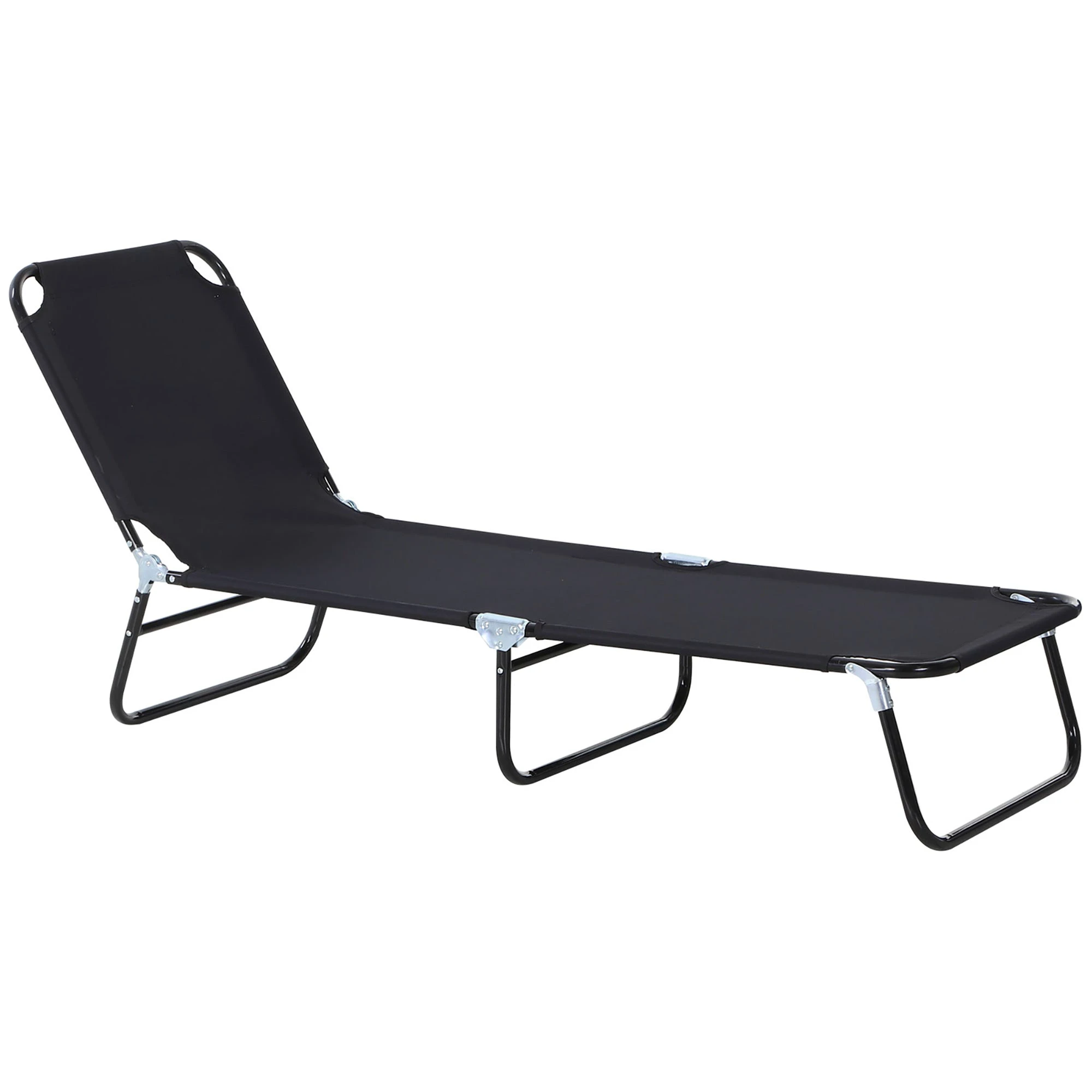 Portable Folding Sun Lounger 4-Position Adjustable Backrest Relaxer Recliner by Outsunny