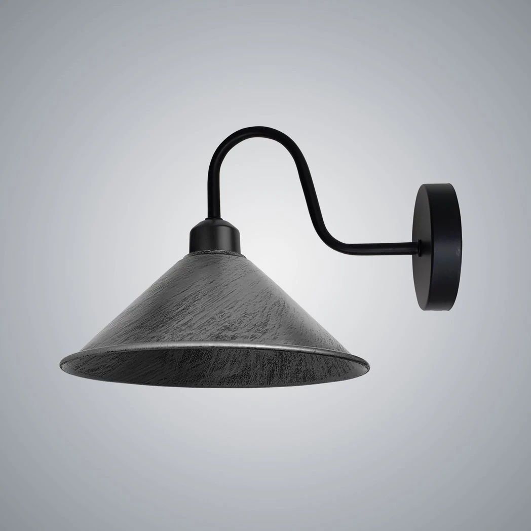 Brushed Silver Wall Light Fixture 12cm Cone Shade Hallway by Un-branded