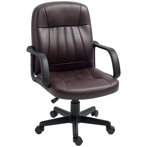 HOMCOM PU Leather Office Chair Swivel Home Computer Desk Chair, Dark Brown - Office Chair