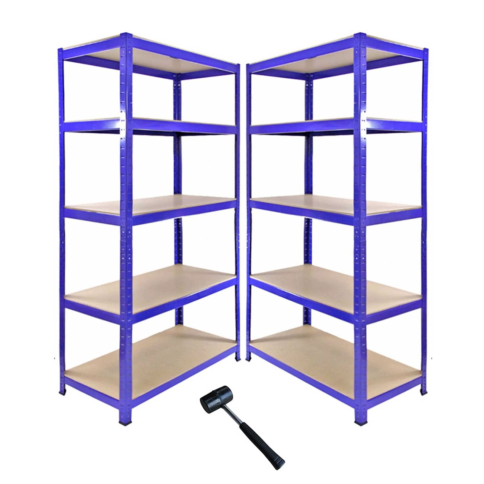 Monster Shop Monster Racking T-Rax Corner Shelving Unit & 2 x 90cm Garage Storage Bays, Blue -