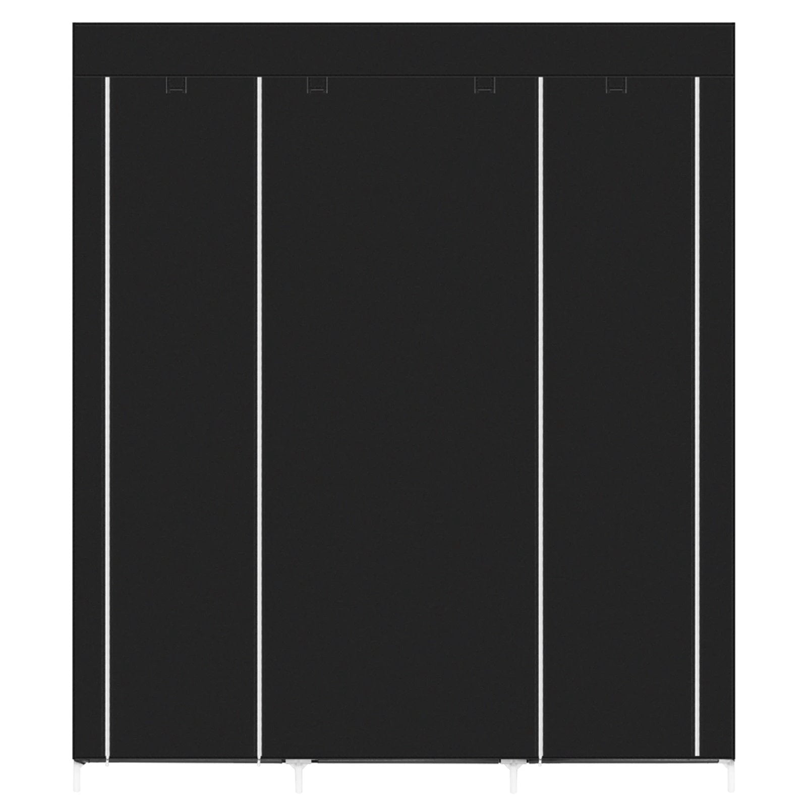 69" Portable Clothes Closet Non-Woven Fabric Wardrobe Double Rod Storage Organizer Black by N/A