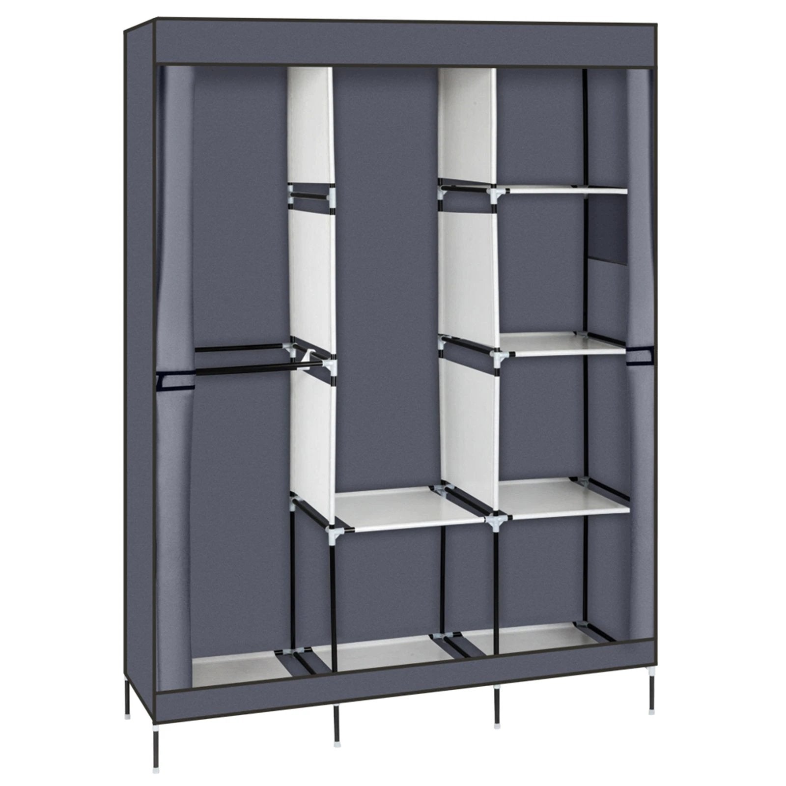 71" Portable Closet Wardrobe Clothes Rack Storage Organizer with Shelf Gray by N/A