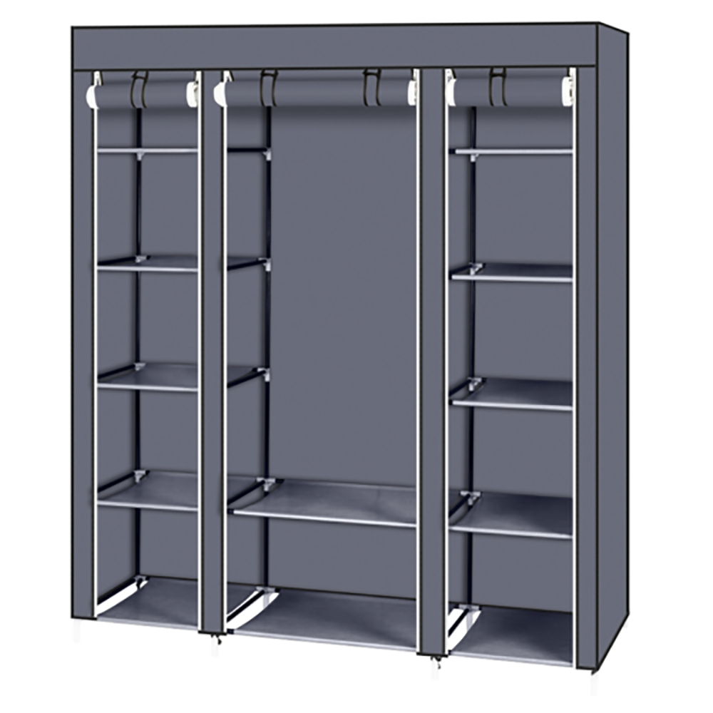 Fabric Canvas Wardrobe Clothes Storage Cupboard Hanging Rail Shelving Practical by N/A