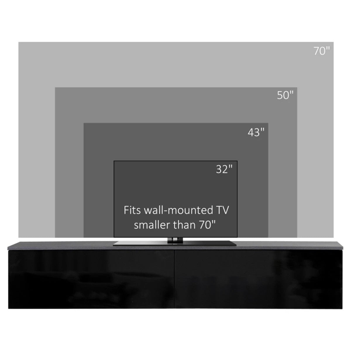 Premium Floating TV Stand 70In High Gloss Cabinets Lounge by N/A
