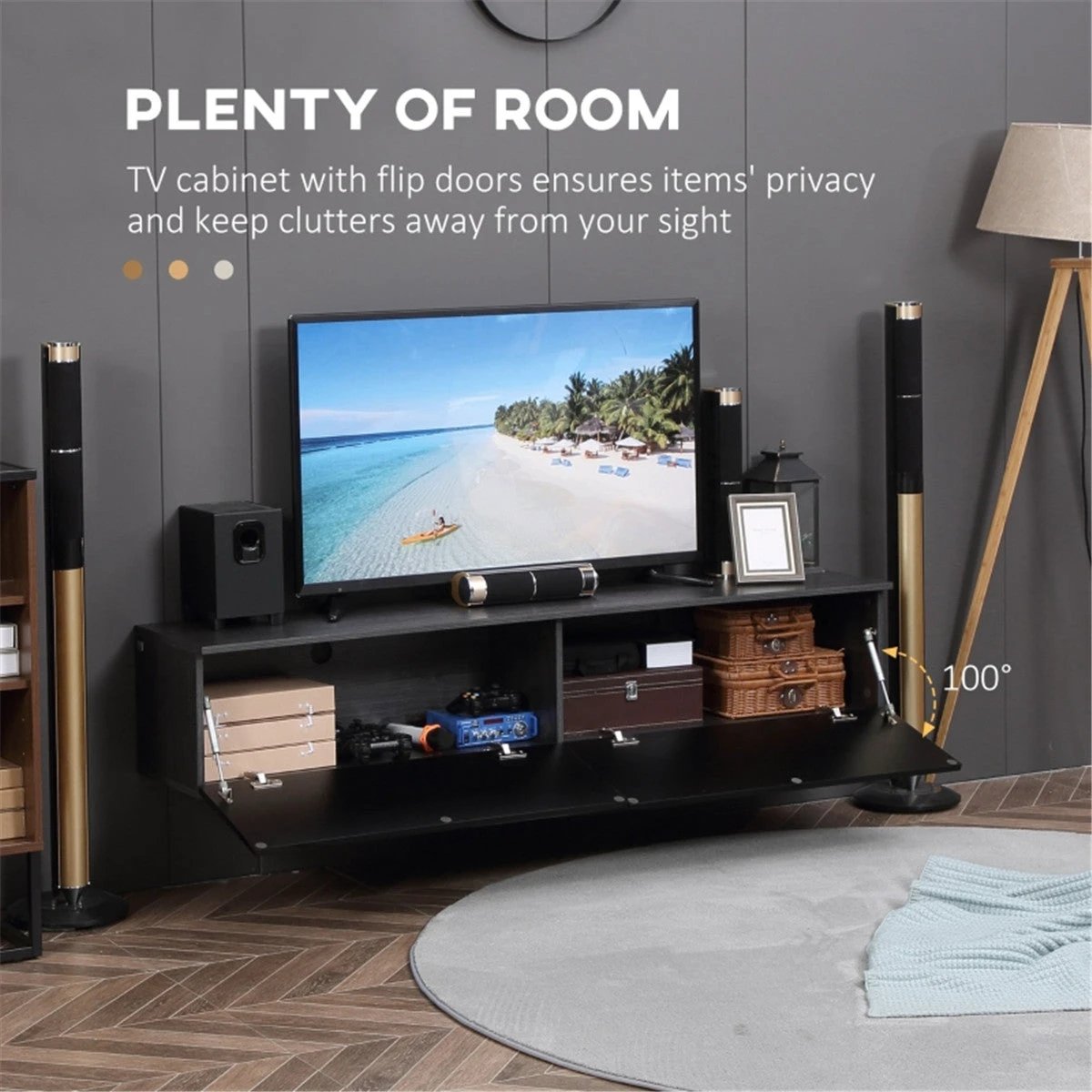 Premium Floating TV Stand 70In High Gloss Cabinets Lounge by N/A