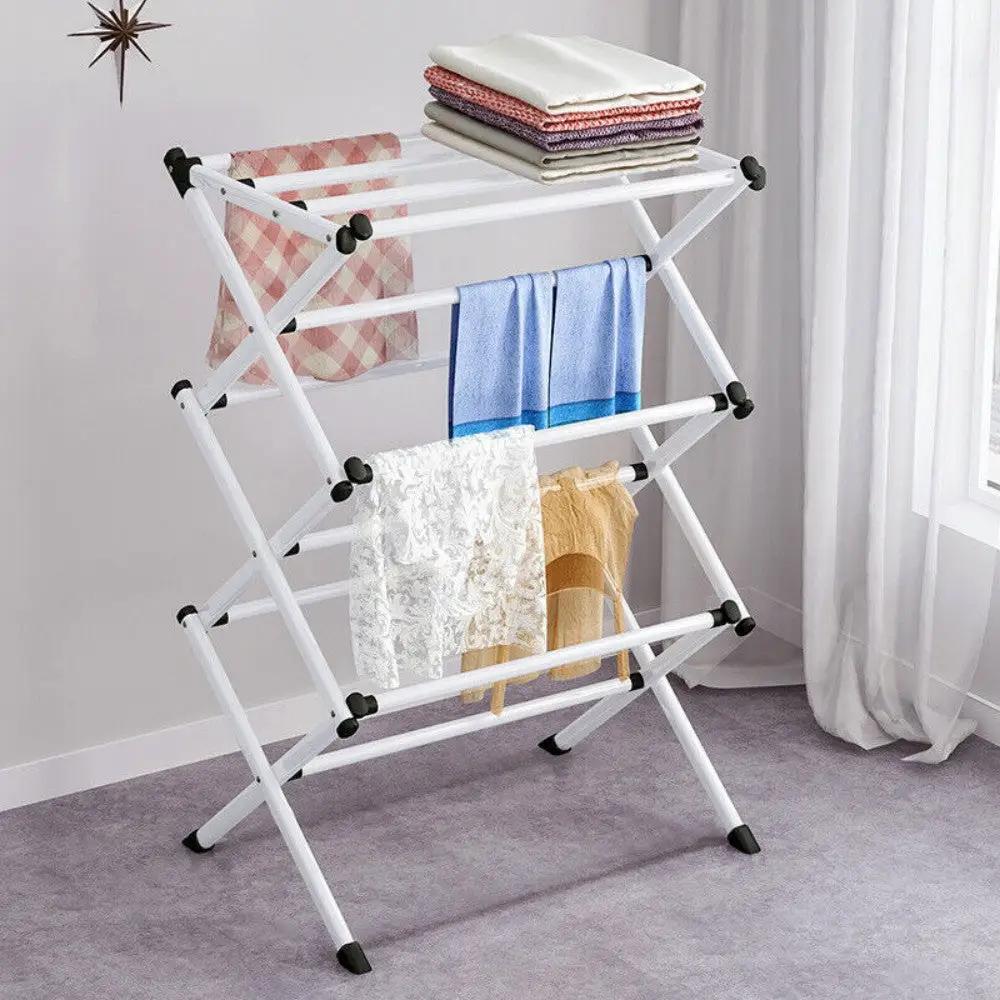 3 Tier Clothes Airer Dryer Metal Laundry Horse Drying Rack Indoor Outdoor Patio - from N/A
