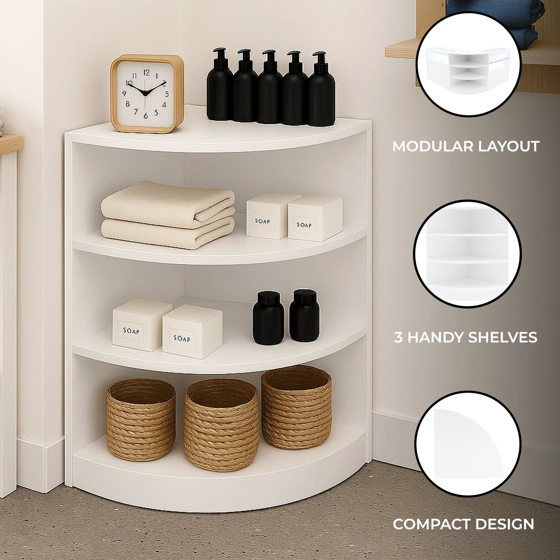 Retail Shop Corner Counter LM60 - White by Monster Shop