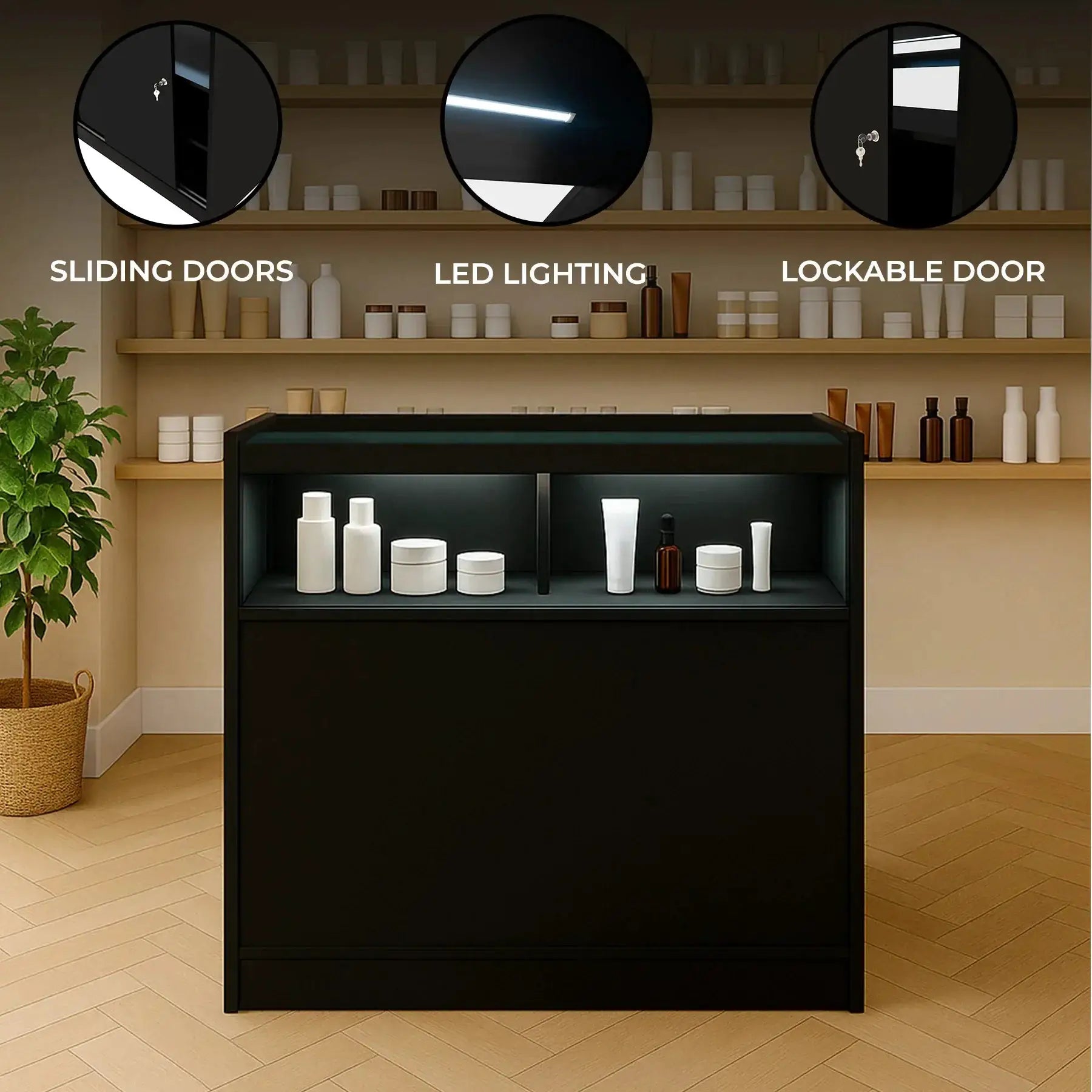 Monster Shop LED Retail Shop Counter B900 - Black -