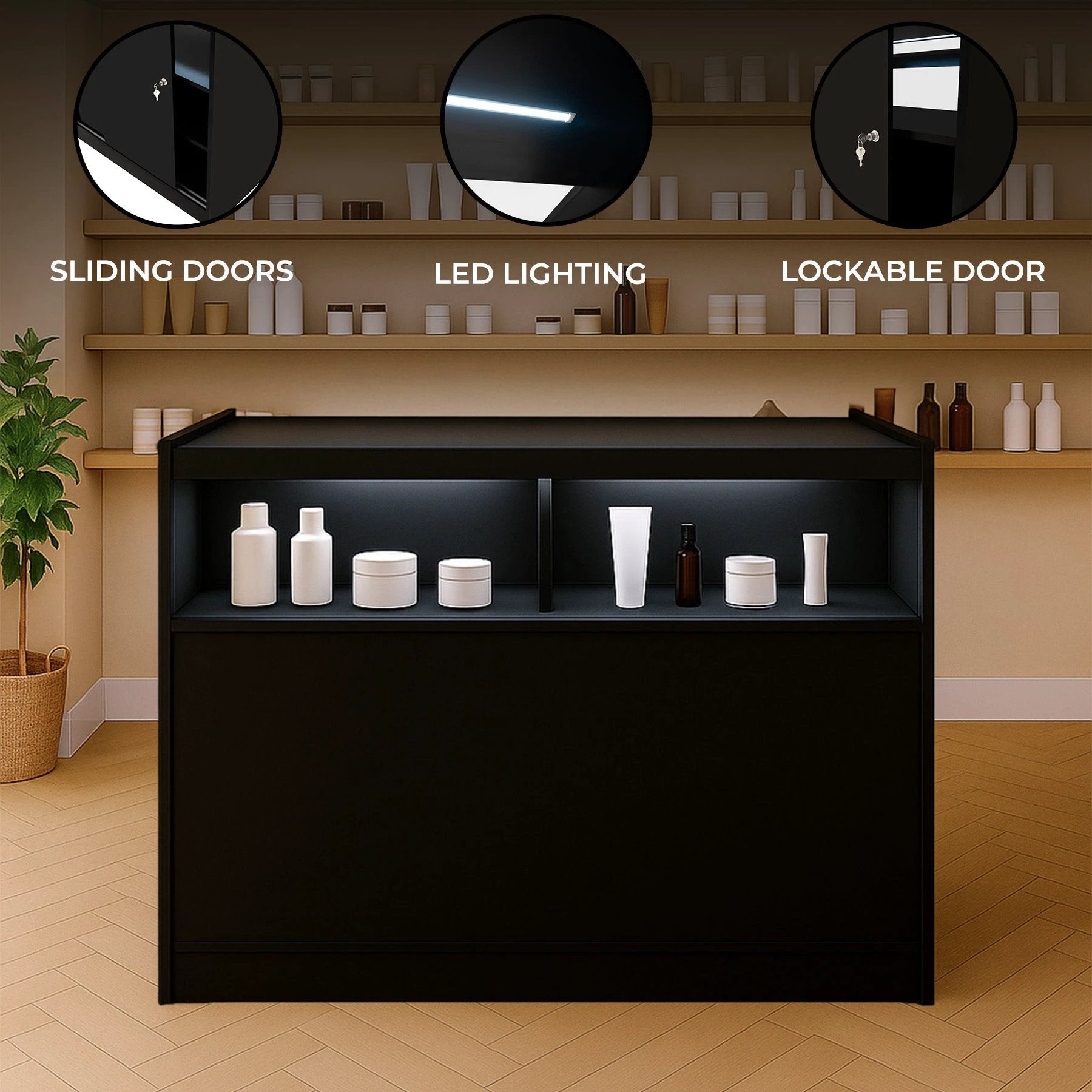 Monster Shop LED Retail Shop Counter B1200 - Black -