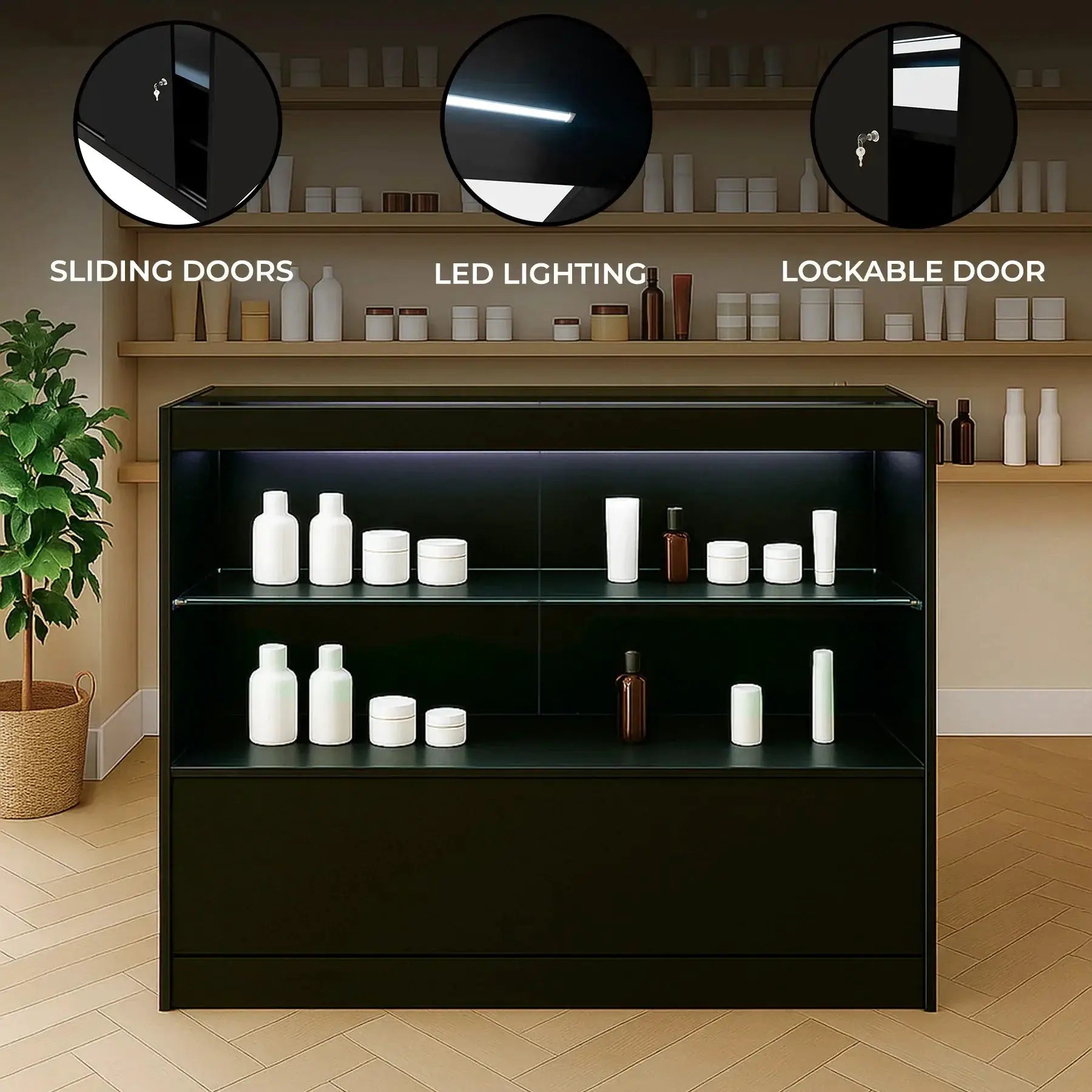 Monster Shop LED Retail Shop Counter C1200 - Black -