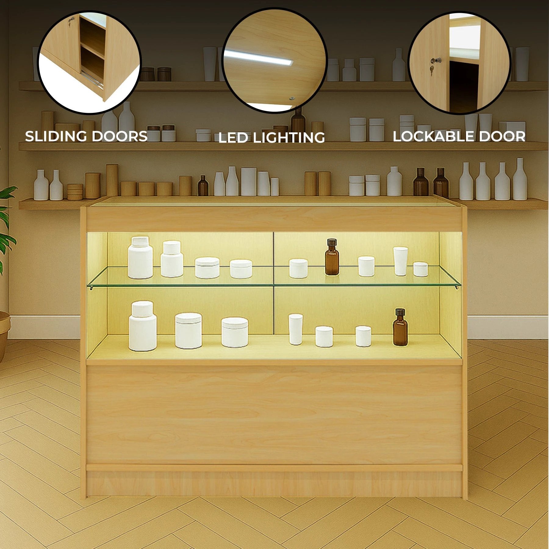 LED Retail Shop Counter C1200 - Maple by Monster Shop