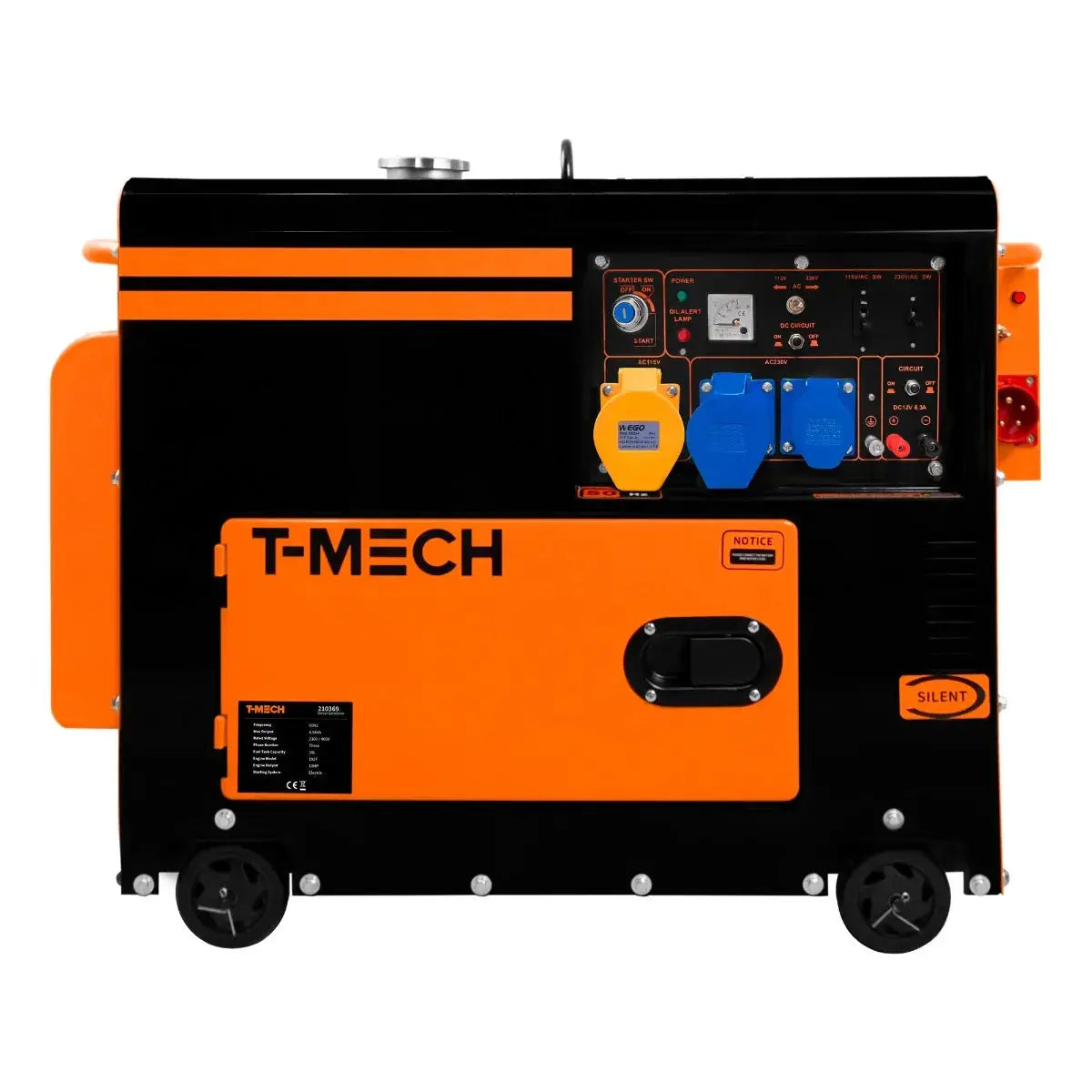 Monster Shop T-Mech Portable Silent Diesel Generator Single Phase 230V -