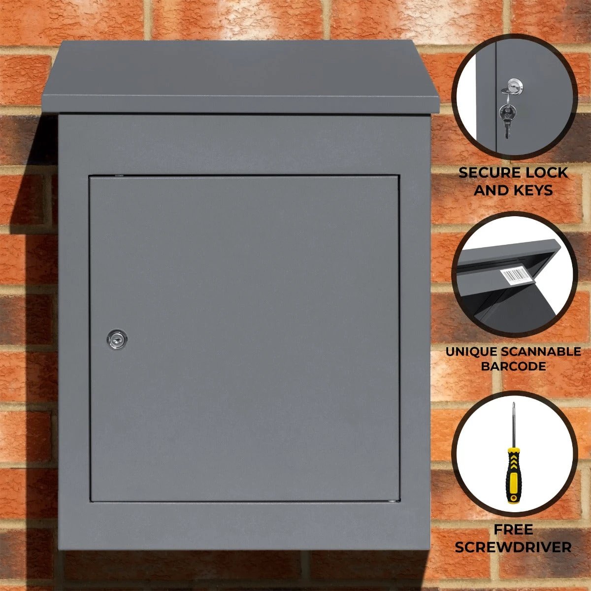 Monster Shop Grey Anti-Theft Parcel Post Box -