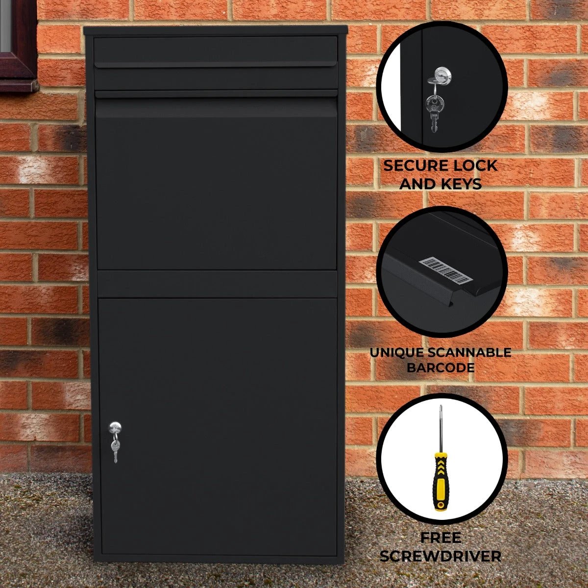 Monster Shop Black Anti-Theft Parcel Post Box XL -