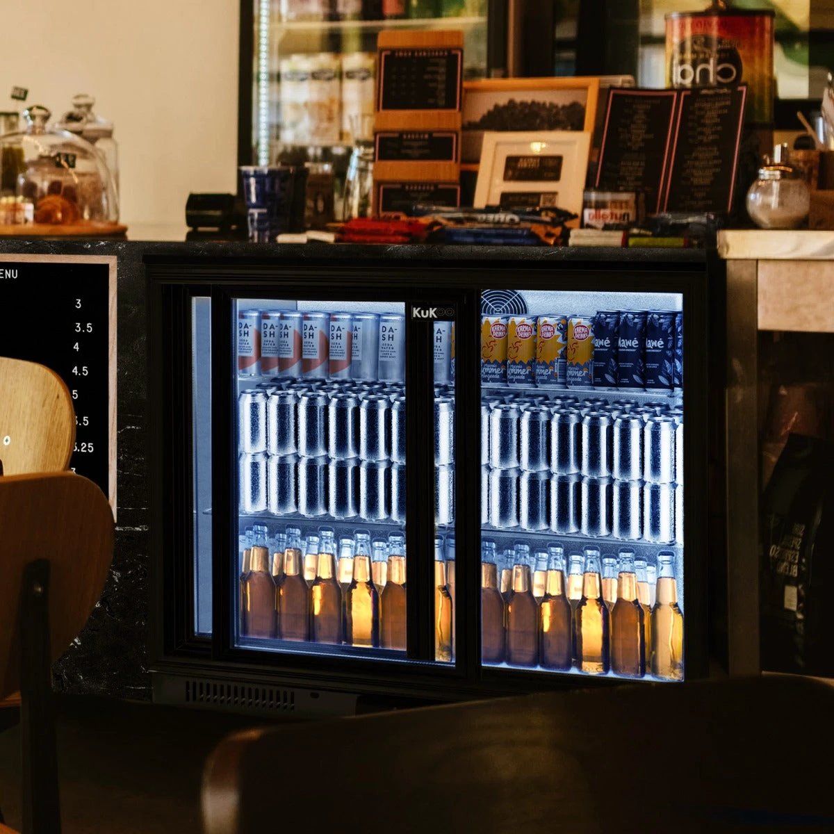 Monster Shop Back Bar Fridge Cooler - Sliding Double Door -