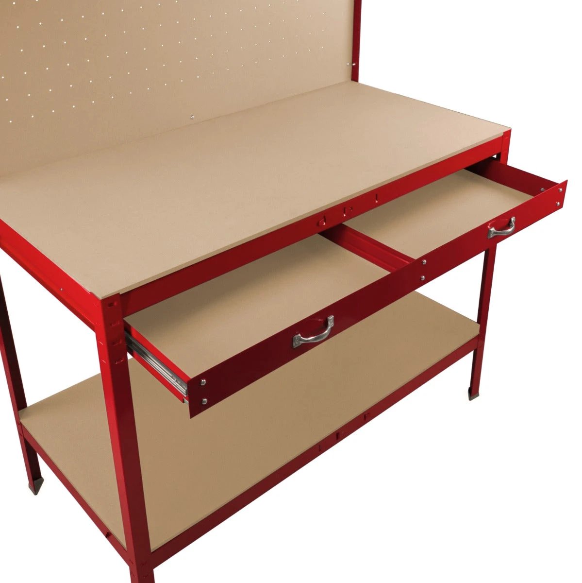 Monster Shop Workbench with Pegboard, Drawer & Light – Red -