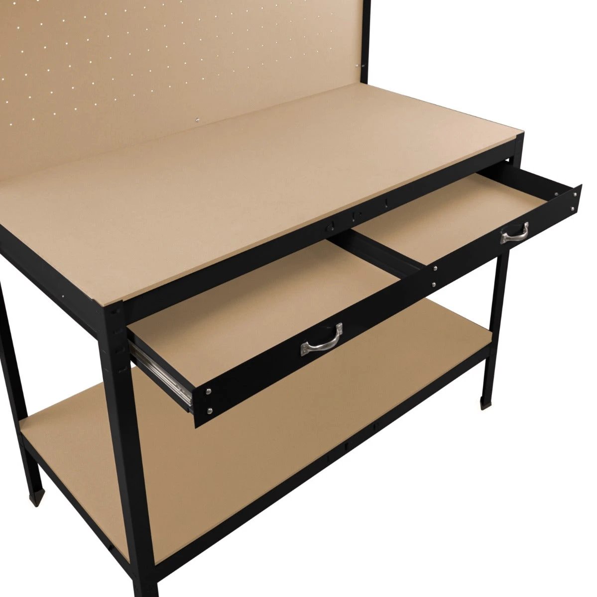 Workbench with Pegboard, Drawer & Light – Black by Monster Shop