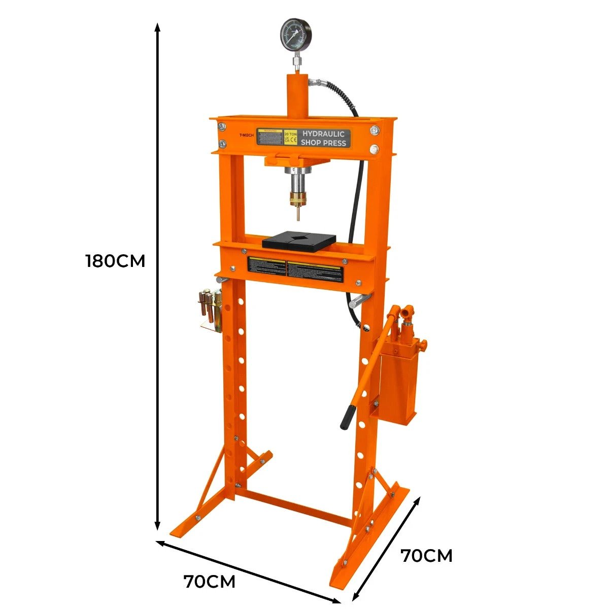 Monster Shop Hydraulic Shop Press with Gauge – 20 Tonne -
