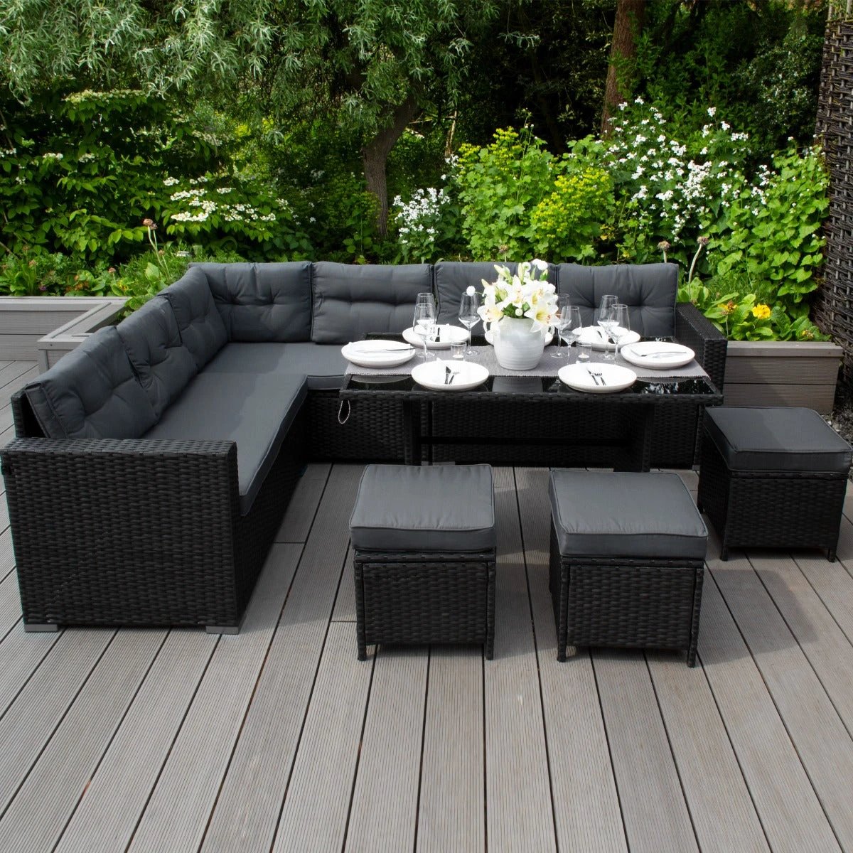Monster Shop Rattan Corner Set - Black -