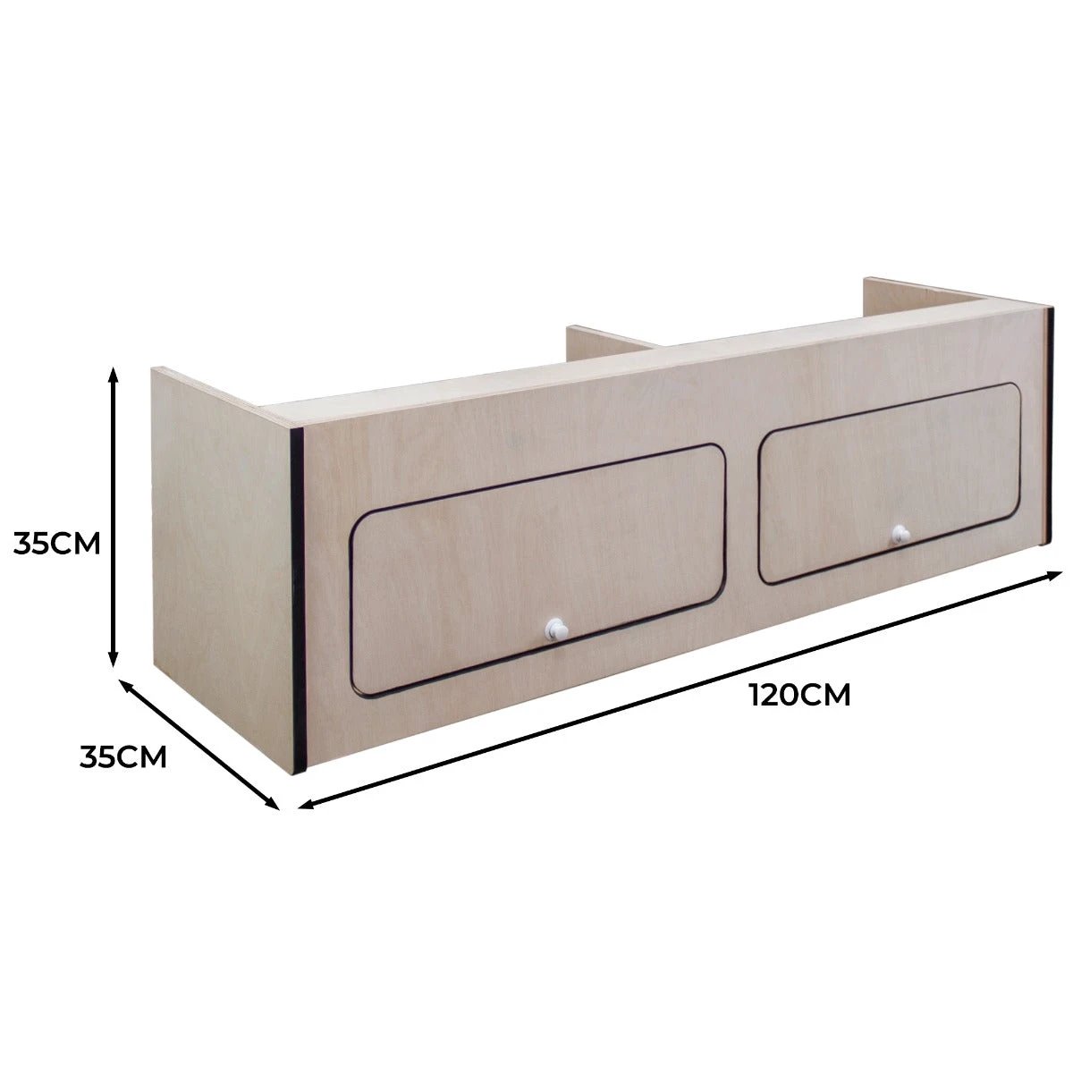 Overhead Camper Cabinet With Black Trim – 120cm x 35cm x 35cm by Monster Shop