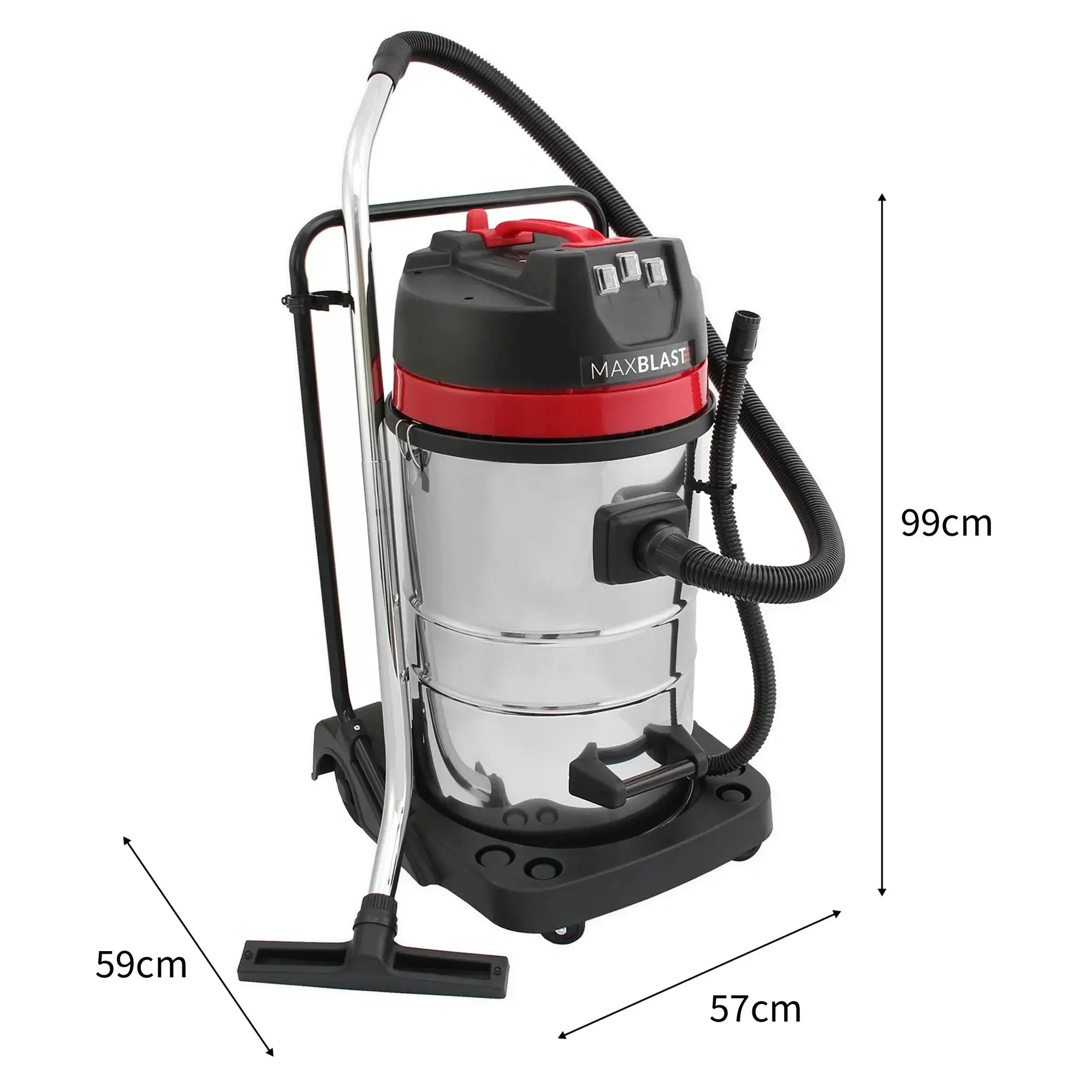 Monster Shop 80L Industrial Vacuum, 4 Attachments & 3 Hoover Bags -