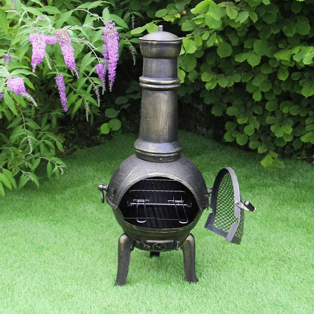 Monster Shop Cast Iron Chimenea & Union Jack Bunting -