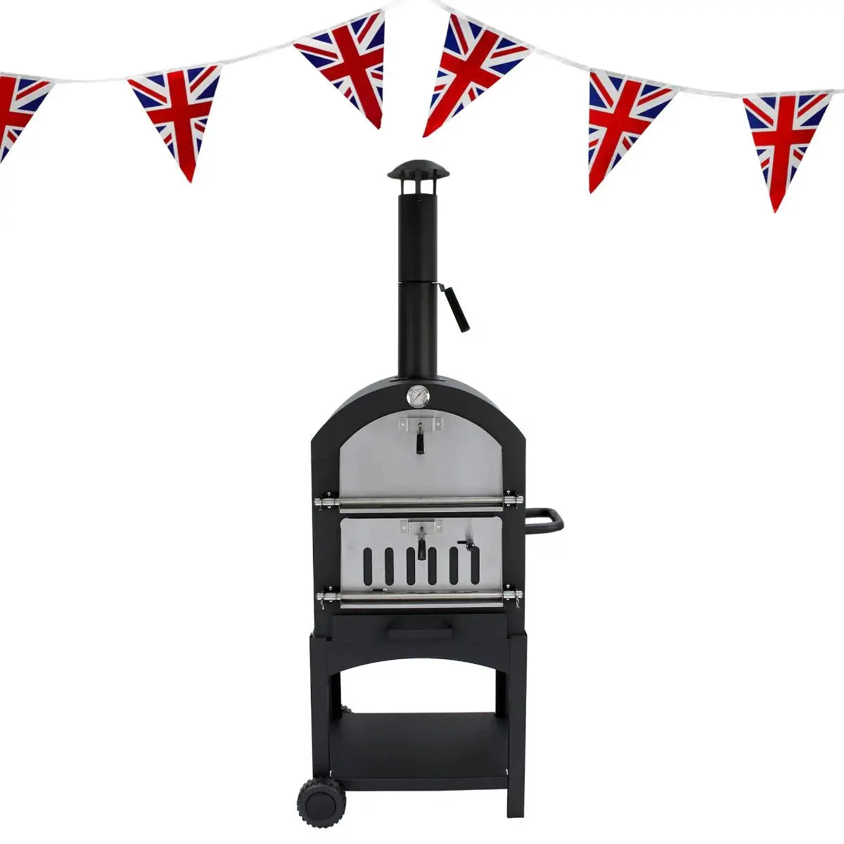 Monster Shop Outdoor Pizza Oven, Rain Cover & Union Jack Bunting -