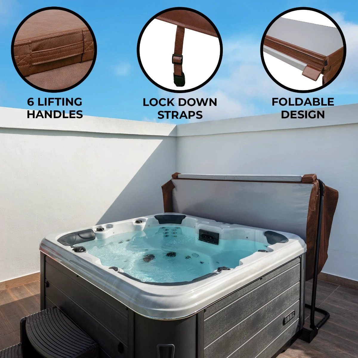 2m Hot Tub Spa Cover – Brown by Monster Shop
