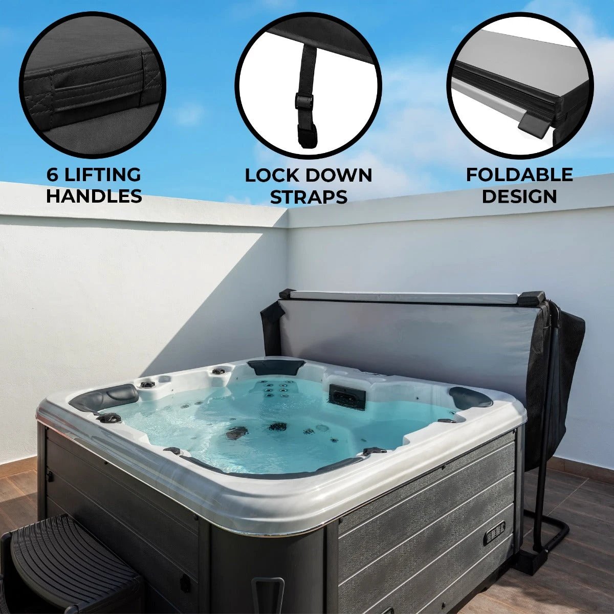 Monster Shop 2.1m Hot Tub Spa Cover – Black -
